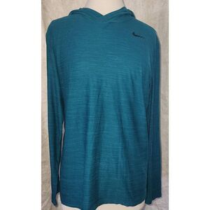 A33  Nike teal green heathered Dri-Fit athletic pull over hoodie long sleeved